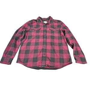 American Eagle Flannel Shirt Mens Medium Red Black Buffalo Plaid Size XL Check